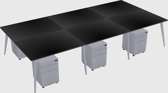 Shared rectangular office desk system