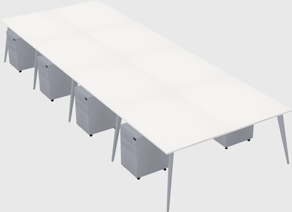 Shared rectangular office desk system