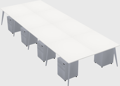 Shared rectangular office desk system