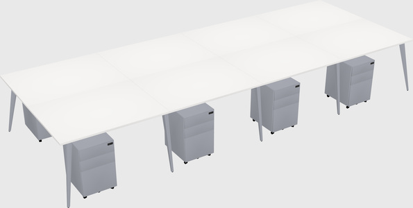Shared rectangular office desk system