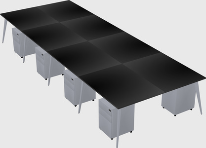 Shared rectangular office desk system
