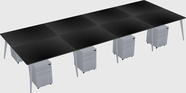 Shared rectangular office desk system