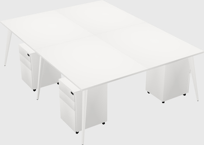 Shared rectangular office desk system