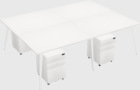 Shared rectangular office desk system
