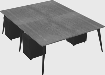 Shared rectangular office desk system