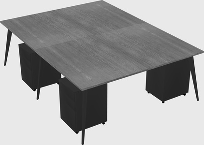 Shared rectangular office desk system