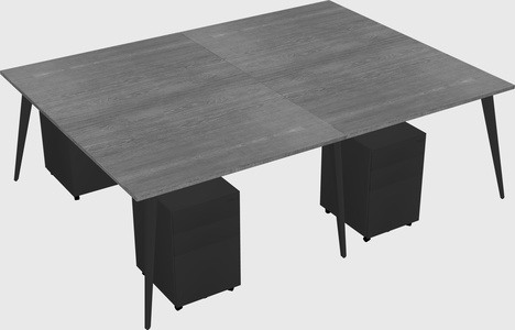 Shared rectangular office desk system