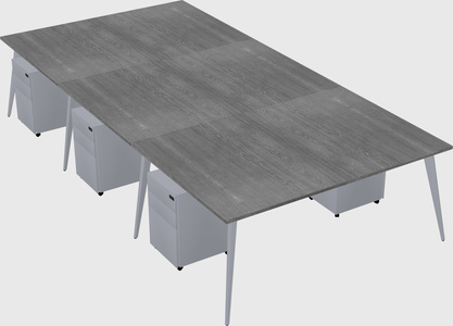 Shared rectangular office desk system