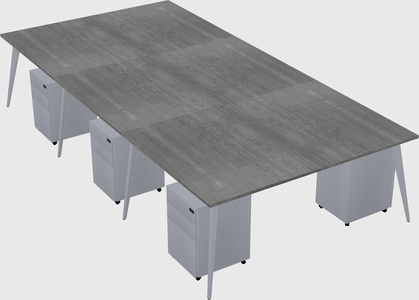 Shared rectangular office desk system