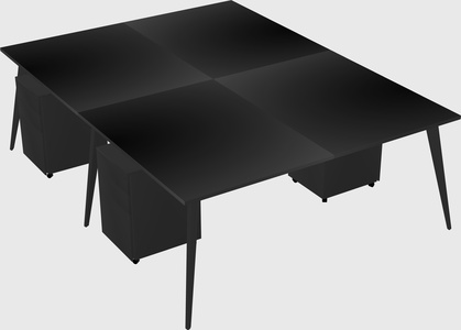 Shared rectangular office desk system
