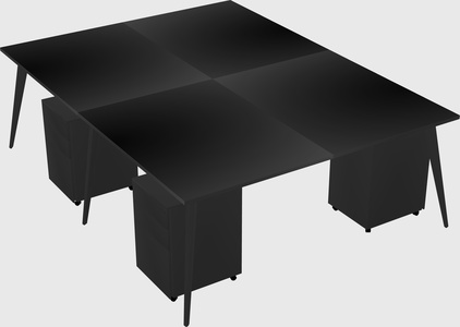 Shared rectangular office desk system