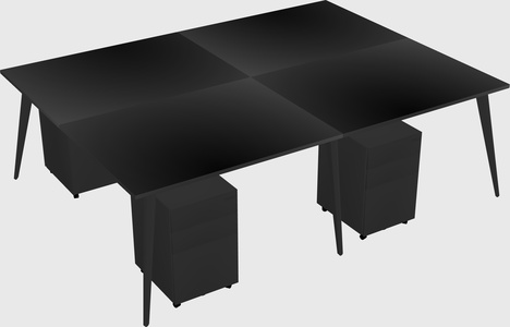 Shared rectangular office desk system