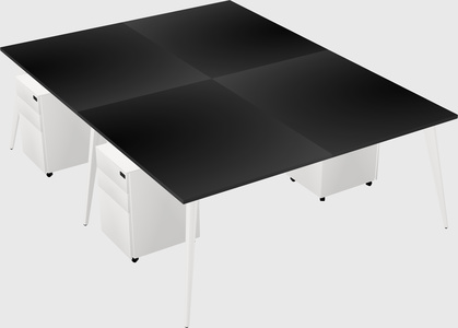 Shared rectangular office desk system