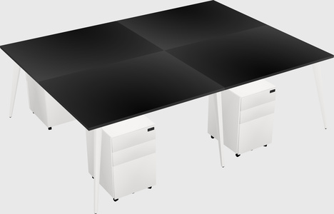 Shared rectangular office desk system