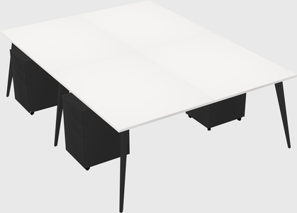 Shared rectangular office desk system