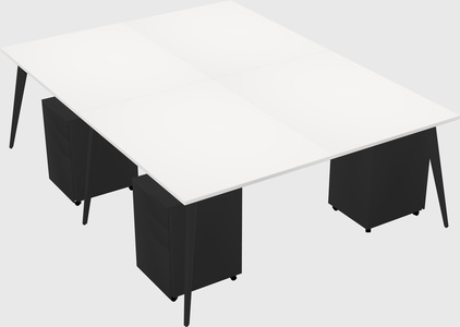 Shared rectangular office desk system