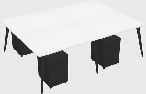 Shared rectangular office desk system