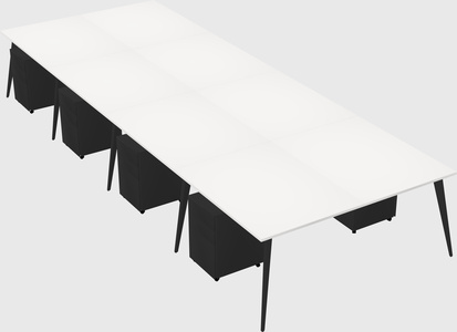 Shared rectangular office desk system