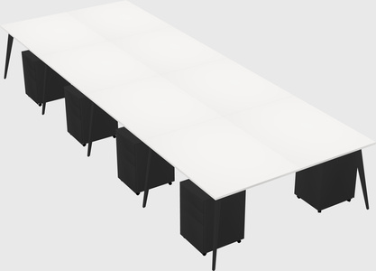 Shared rectangular office desk system