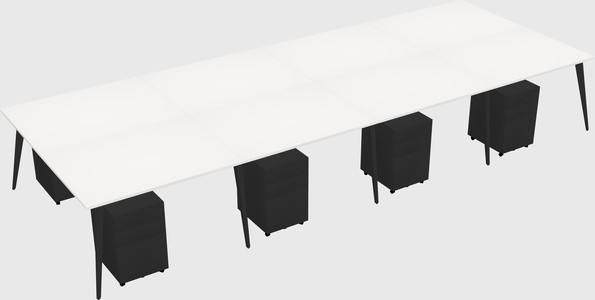 Shared rectangular office desk system