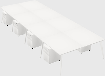 Shared rectangular office desk system