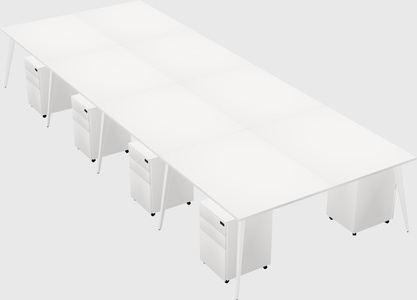 Shared rectangular office desk system