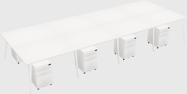 Shared rectangular office desk system