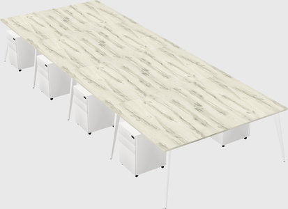 Shared rectangular office desk system