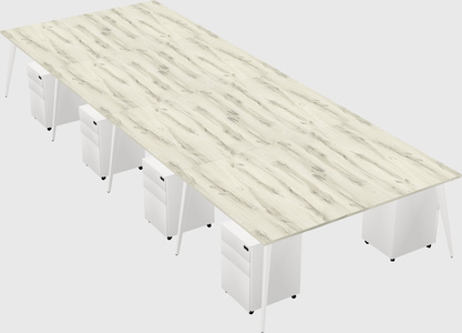 Shared rectangular office desk system