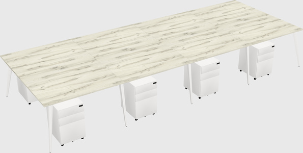 Shared rectangular office desk system