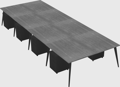 Shared rectangular office desk system