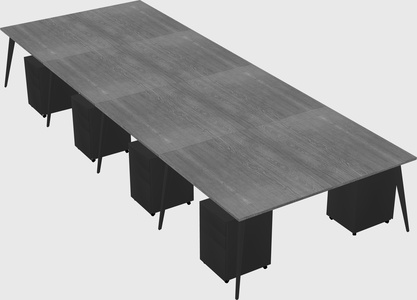 Shared rectangular office desk system