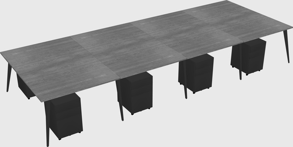 Shared rectangular office desk system