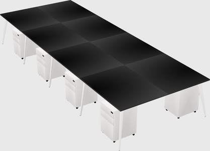 Shared rectangular office desk system