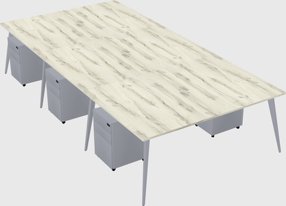 Shared rectangular office desk system
