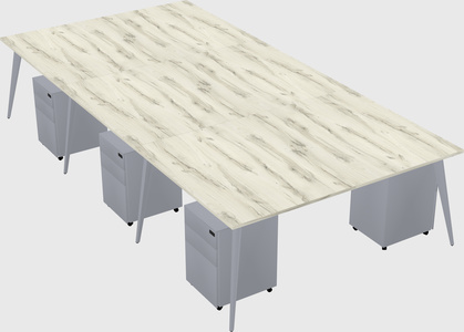 Shared rectangular office desk system