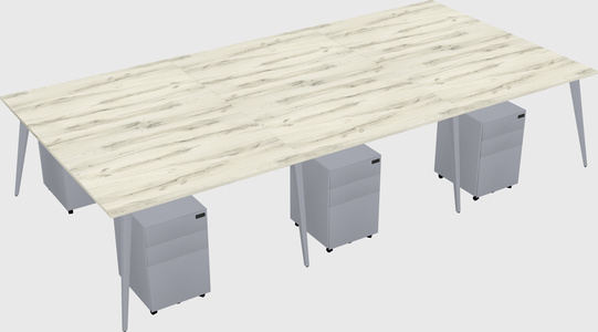Shared rectangular office desk system