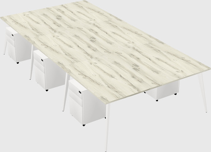 Shared rectangular office desk system