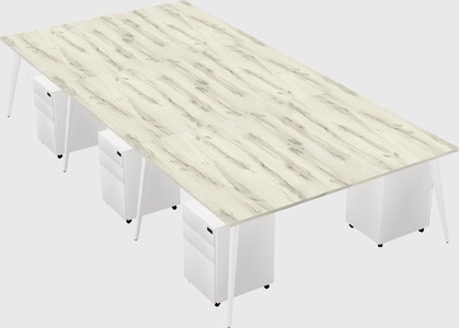 Shared rectangular office desk system