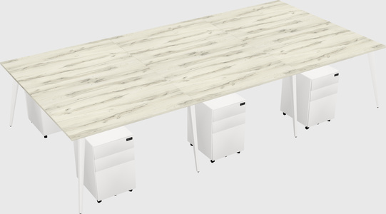 Shared rectangular office desk system