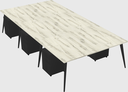 Shared rectangular office desk system