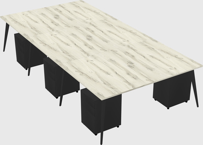 Shared rectangular office desk system
