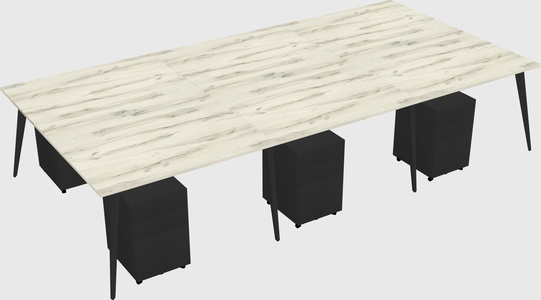 Shared rectangular office desk system