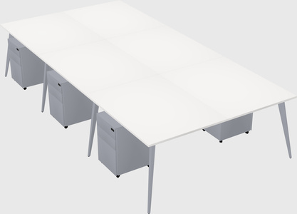 Shared rectangular office desk system