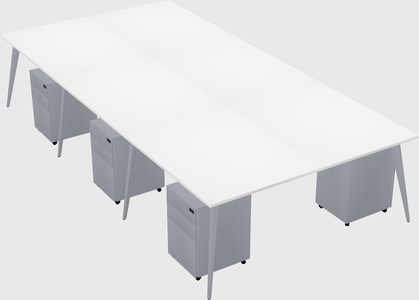 Shared rectangular office desk system