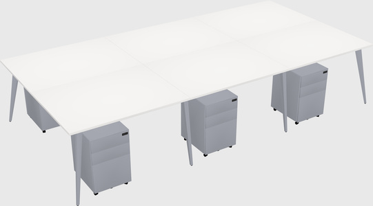 Shared rectangular office desk system