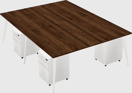 Shared rectangular office desk system