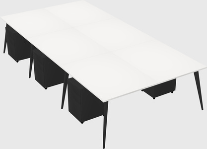 Shared rectangular office desk system