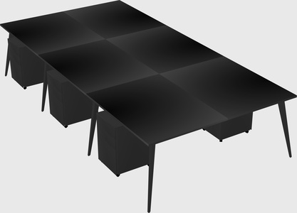 Shared rectangular office desk system