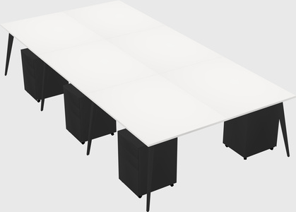 Shared rectangular office desk system